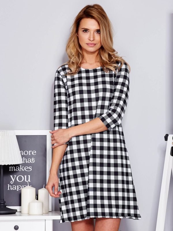 Wholesale Black and white checkered dress