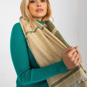 Wholesale beige-green scarf with wool