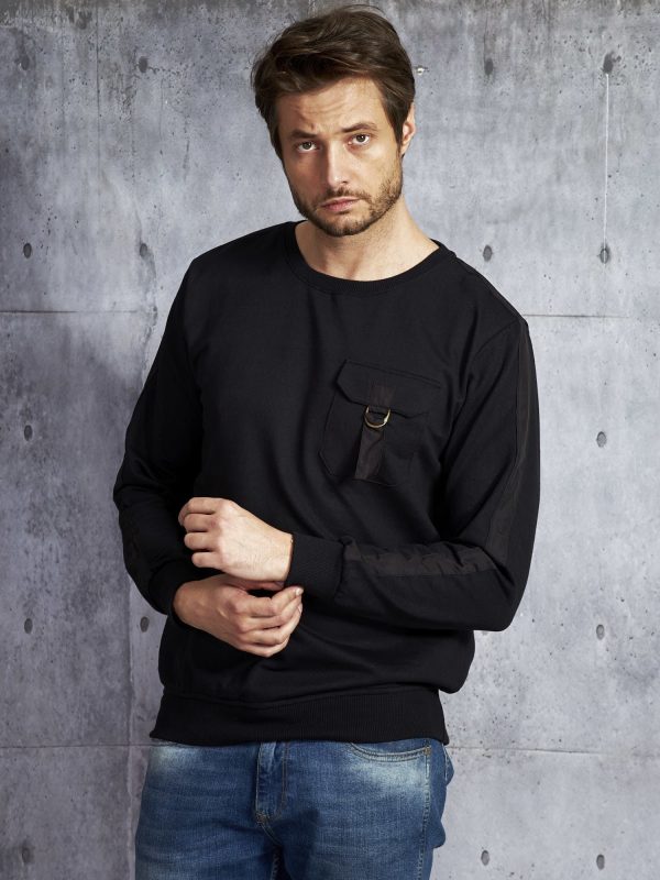 Wholesale Black sweatshirt for men with pocket