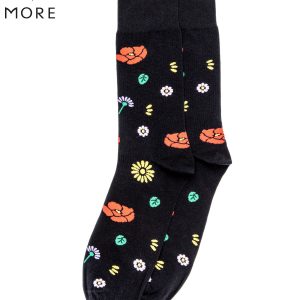 Wholesale MORE Black Men's Socks in Colorful Flowers