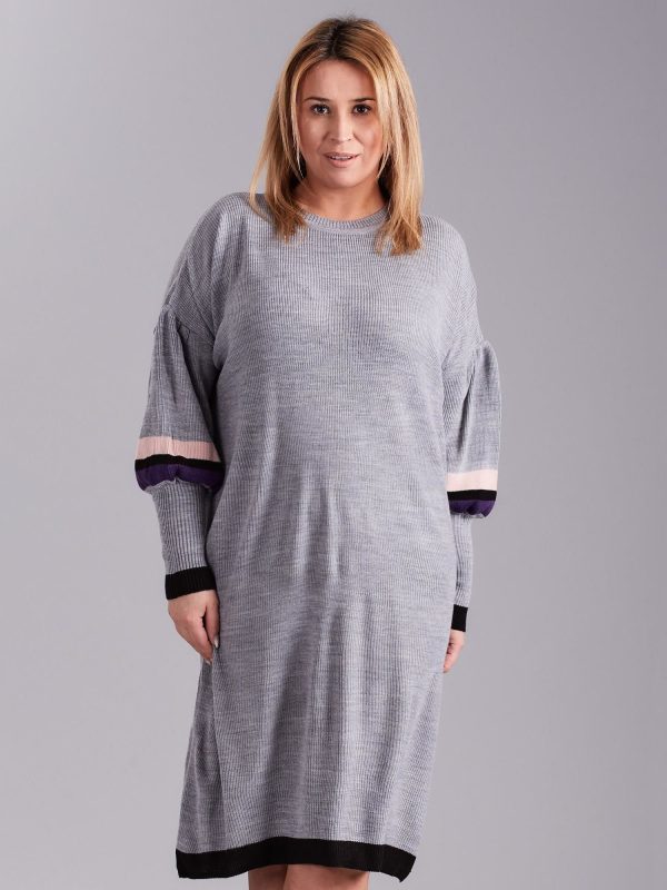 Wholesale Gray Plus Size Knitted Dress