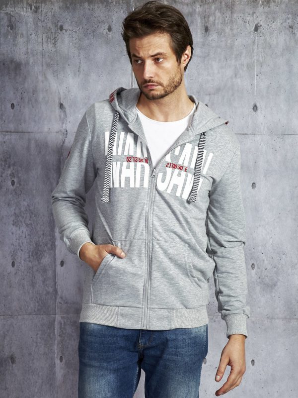 Wholesale Grey sweatshirt for men with inscription and patch