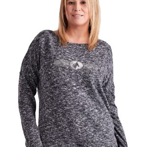 Wholesale Dark grey blouse with plus size applique