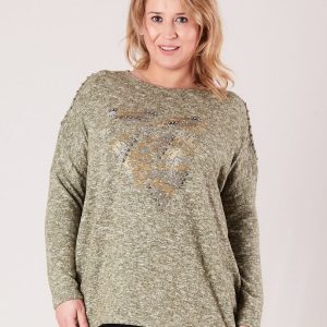 Wholesale Green blouse with cutouts on the shoulders PLUS SIZE