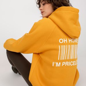 Wholesale Dark yellow sweatshirt with print on the back