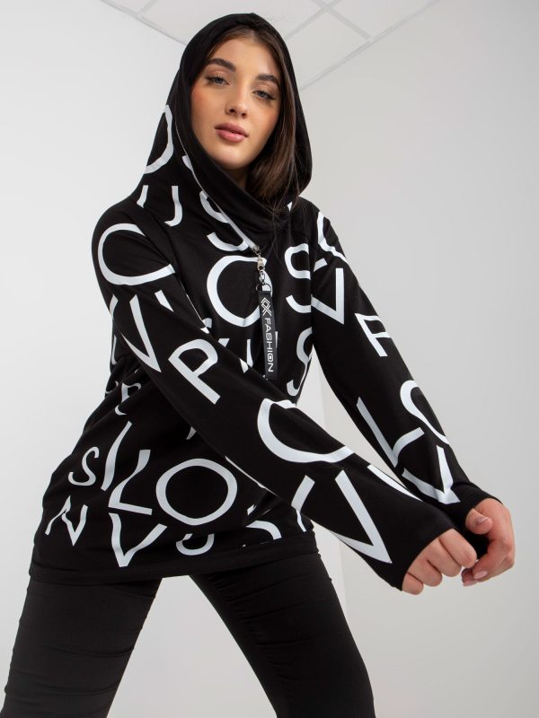 Wholesale Black Women's Plus Size Hoodie with Print