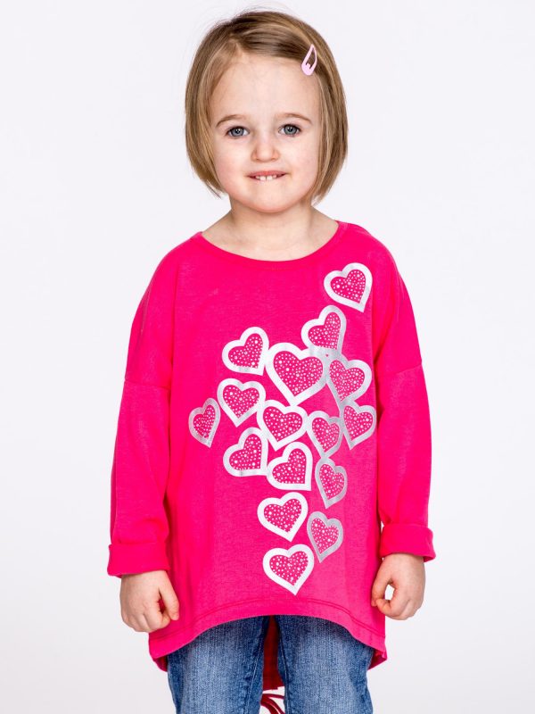 Wholesale Coral blouse for girl in hearts