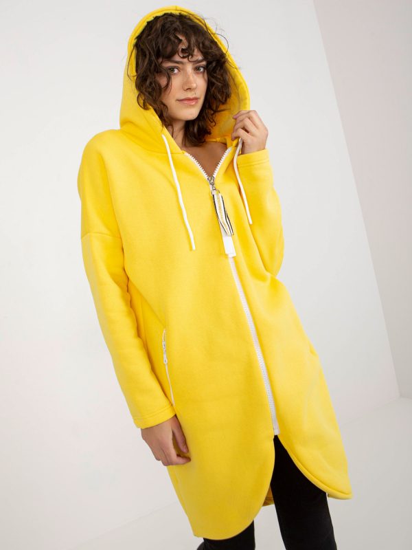 Wholesale Yellow Long Basic Hooded Sweatshirt Stunning