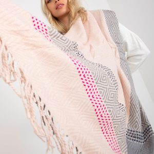 Wholesale Light Pink and Gray Women's Winter Shawl with Patterns