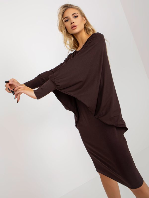 Wholesale Dark Brown Women's Viscose Bat Dress