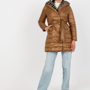 Wholesale Camel Quilted Hooded Transition Jacket