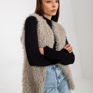 Wholesale Hallie Light Grey Fur Vest