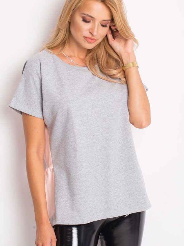 Wholesale Gray-pink oversized blouse with frill