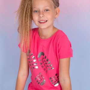 Wholesale Pink t-shirt for girl with shoe print