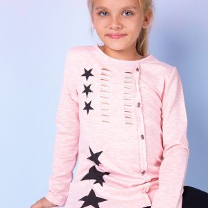 Wholesale Pink asymmetrical girl tunic with stars