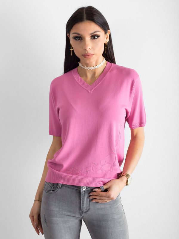 Wholesale Pink V-neck blouse