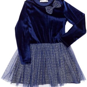 Wholesale Navy blue velvet dress for girl