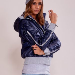 Wholesale Navy Transition Jacket with Zippers on Sleeves