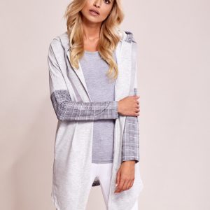 Wholesale Light grey sweatshirt bedspread with checkered inserts