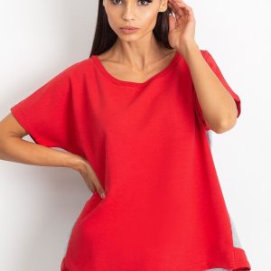 Wholesale Red and grey oversize blouse with frill