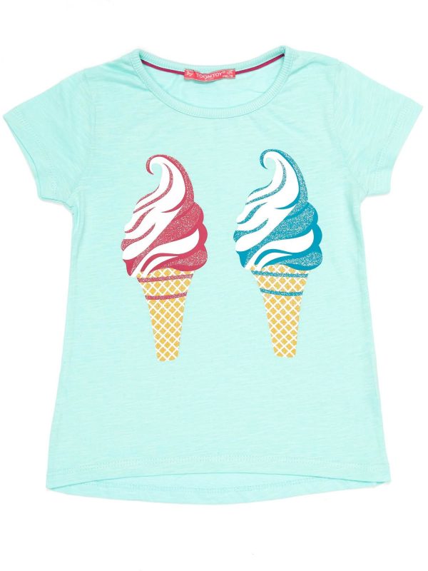 Wholesale Mint T-shirt for girls with ice cream