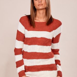 Wholesale Dark pink striped women's sweater