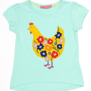 Wholesale Mint T-shirt for girls with chickens