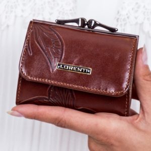 Wholesale Brown wallet in embossed butterflies