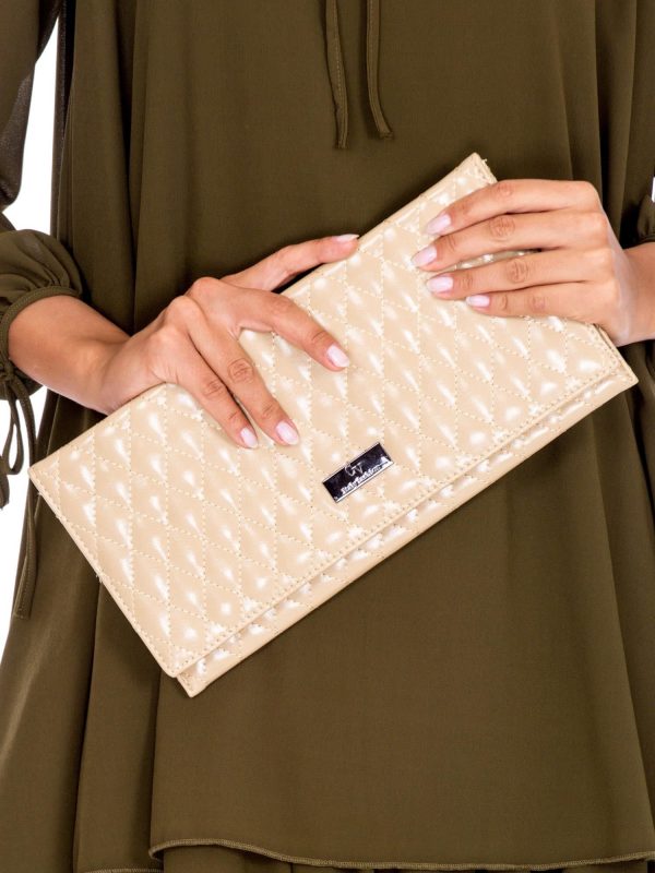 Wholesale Beige quilted clutch