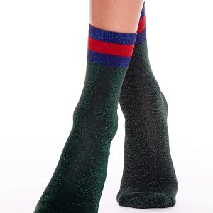 Wholesale FULLOFF Green socks with metallic thread