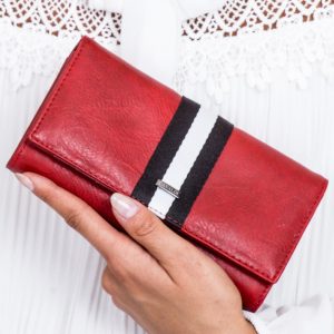 Wholesale Red Leather Wallet with Striped Module