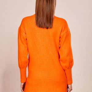 Wholesale Orange long sweater with wide welts