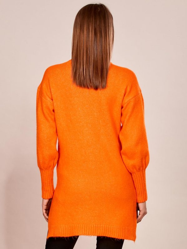 Wholesale Orange long sweater with wide welts