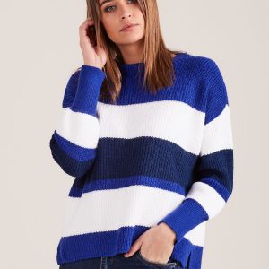 Wholesale Navy blue striped women's sweater