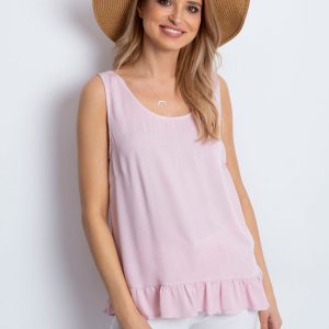 Wholesale Light Pink Loose Top with Ruffle