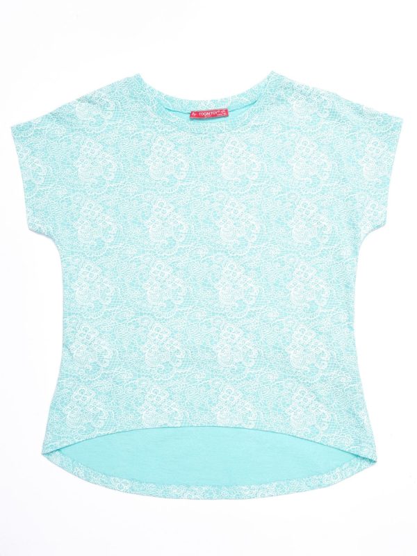 Wholesale Mint t-shirt for girl with floral print