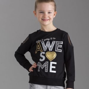 Wholesale Black sweatshirt for girl with print