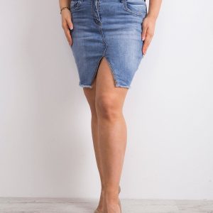 Wholesale Blue denim skirt with cutout PLUS SIZE