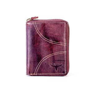 Wholesale Men's wallet brown with stitching and embossing