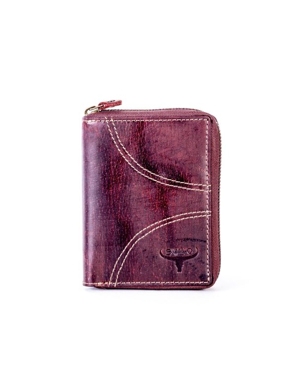 Wholesale Men's wallet brown with stitching and embossing