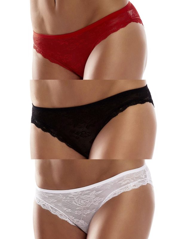 Wholesale Set of cotton lace briefs 3-pack