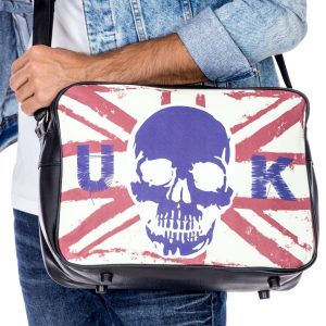 Wholesale Black Men's Eco-Leather Skull Print Bag