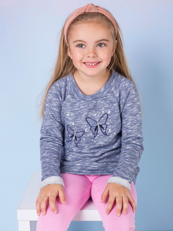 Wholesale Navy blue melange girl sweatshirt