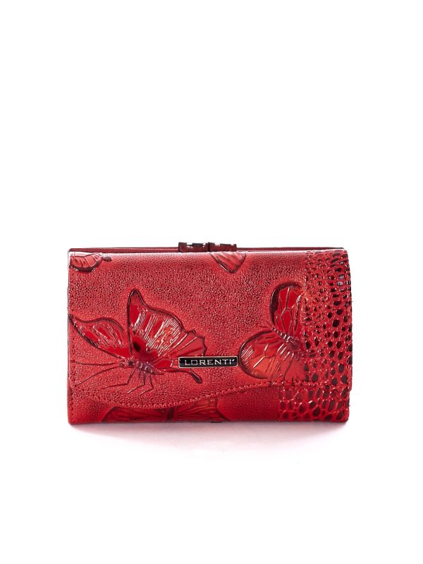 Wholesale Red Wallet with Embossed Animal Pattern