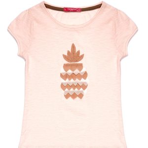 Wholesale Pale pink t-shirt for girl with pink pineapple