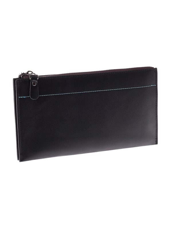 Wholesale Black Matte Long Wallet Zipper Clutch Bag