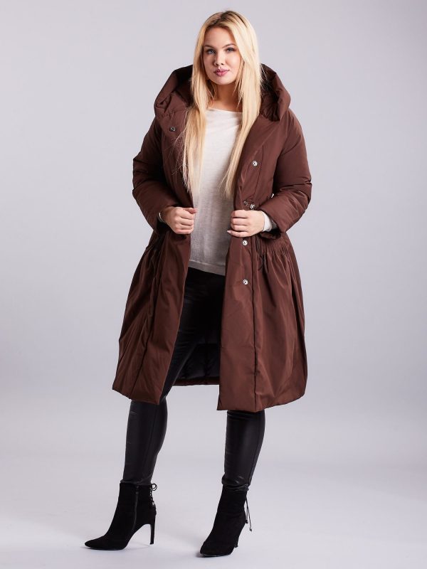 Wholesale Brown long jacket for winter PLUS SIZE