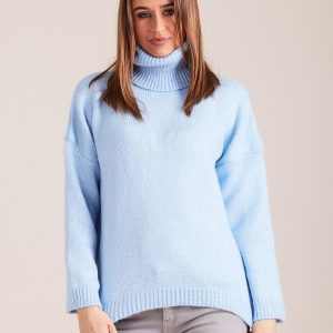 Wholesale Light Blue Soft Turtleneck Sweater