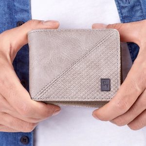 Wholesale Light Gray Men's Wallet With Embossed Geometric Pattern