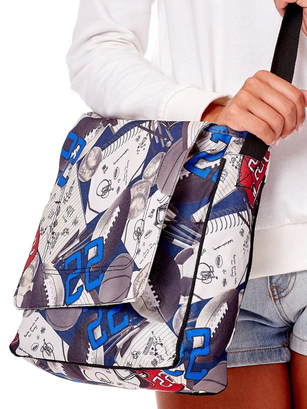 Wholesale White Shoulder Bag with Sports Print